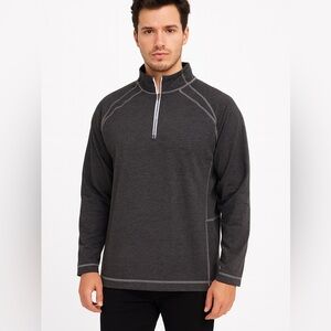 Tommy Bahama Mens Zip Pullover Charcoal Gray Long Sleeve Size XL EUC